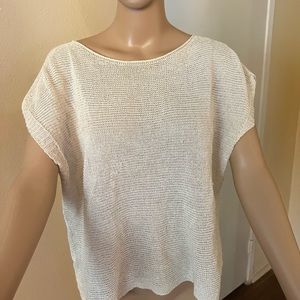 Knit Top With An Opening In The Back Bebe Size M Beige Color W Black Ties